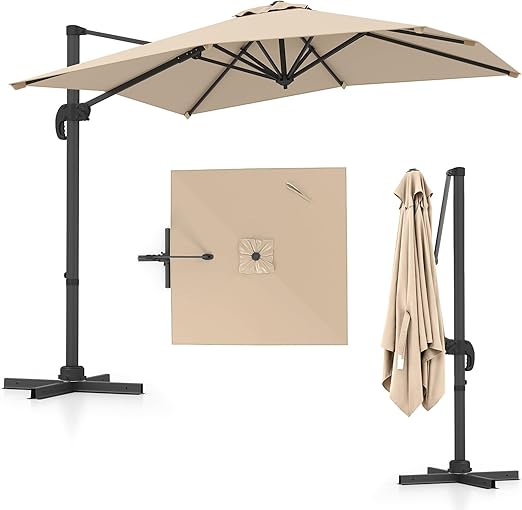 COSTWAY Parasol przeciwsłoneczny, prostokątny, 250 x 250 cm